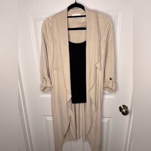 Jules & Leopold Beige Draped Lightweight Utility Jacket Cardigan M